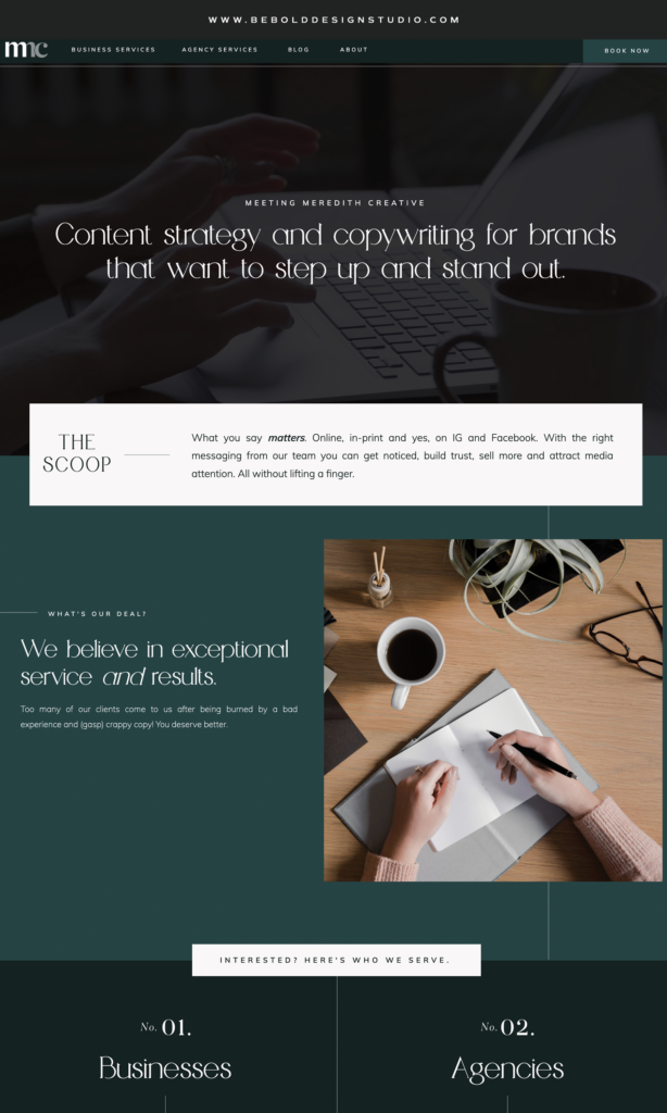 Custom Website Design Screenshot for Creative Copywriter and Content Strategy